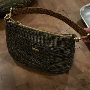 Eric Javits Black and Brown Woven Shoulder Bag